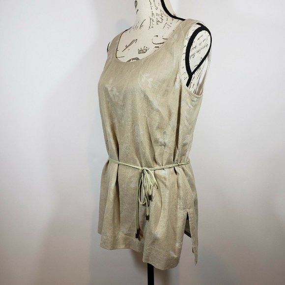 Address by Maggy Linen Blend Tank Top with Waist Tie Size 10 - Picture 2 of 9